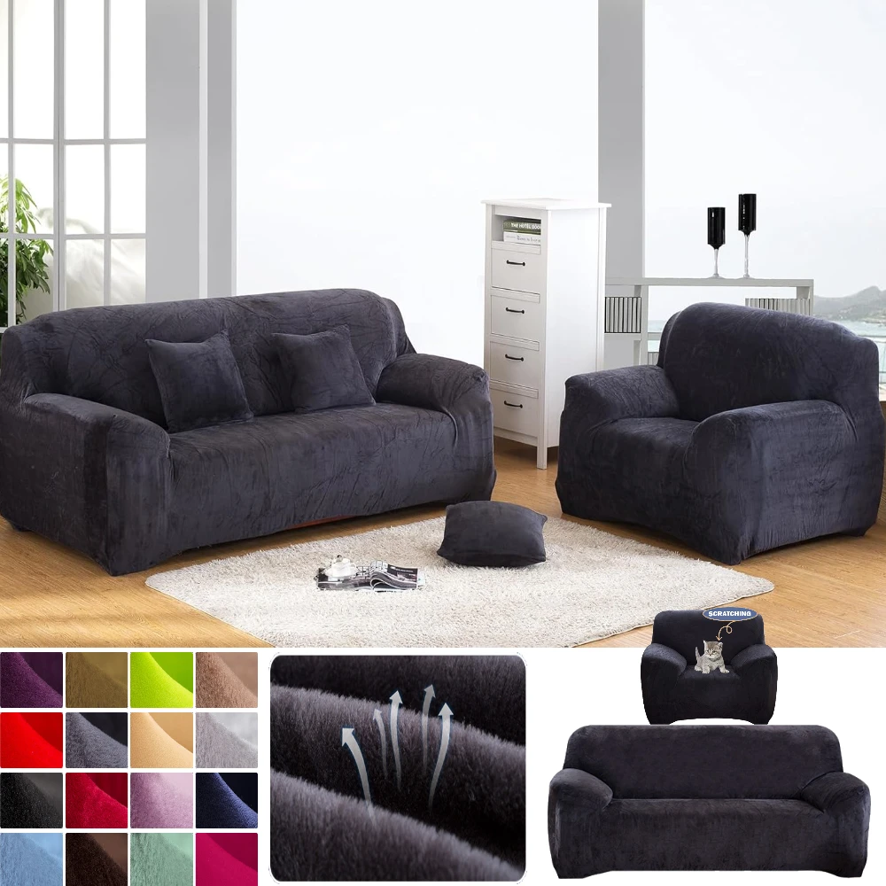 Luxury Velvet Sofa Slipcover Soft Plush Protector