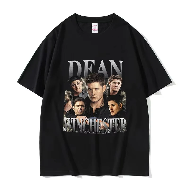 Retro Dean Winchester Actor Graphic T-Shirt Unisex Fashion Short Sleeve T-shirts Men Casual Cotton Oversized T Shirt Streetwear