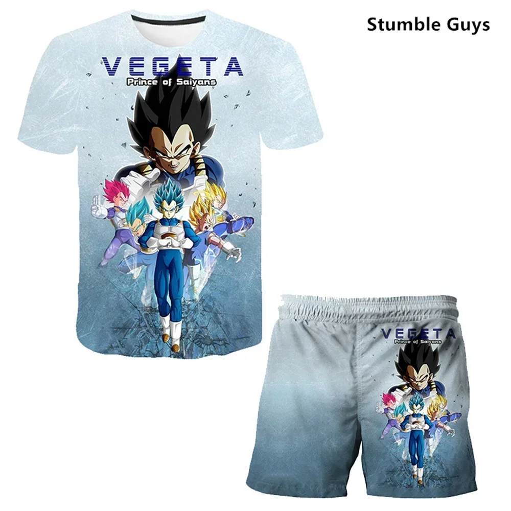 Dragon Ball Vegeta T Shirts Short Pants Set Children Clothing Sets T-shirt Shorts Suits Kids Boys T-shirts Baby Boy Clothes Tops