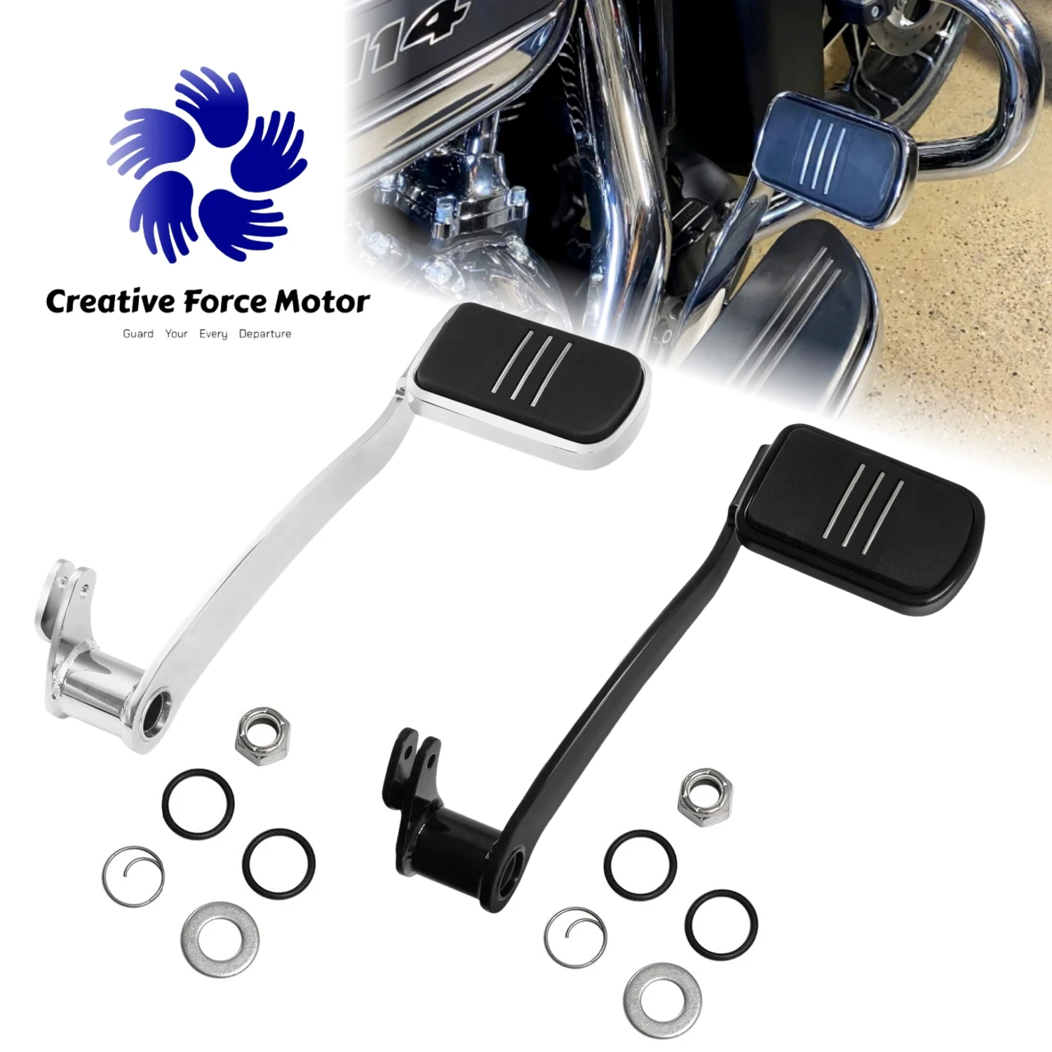

Rear Brake Lever Pedal Pad Motorcycle Parts Foot Control For Harley Davidson Touring Freewheeler Road King Street Glide 2014-UP