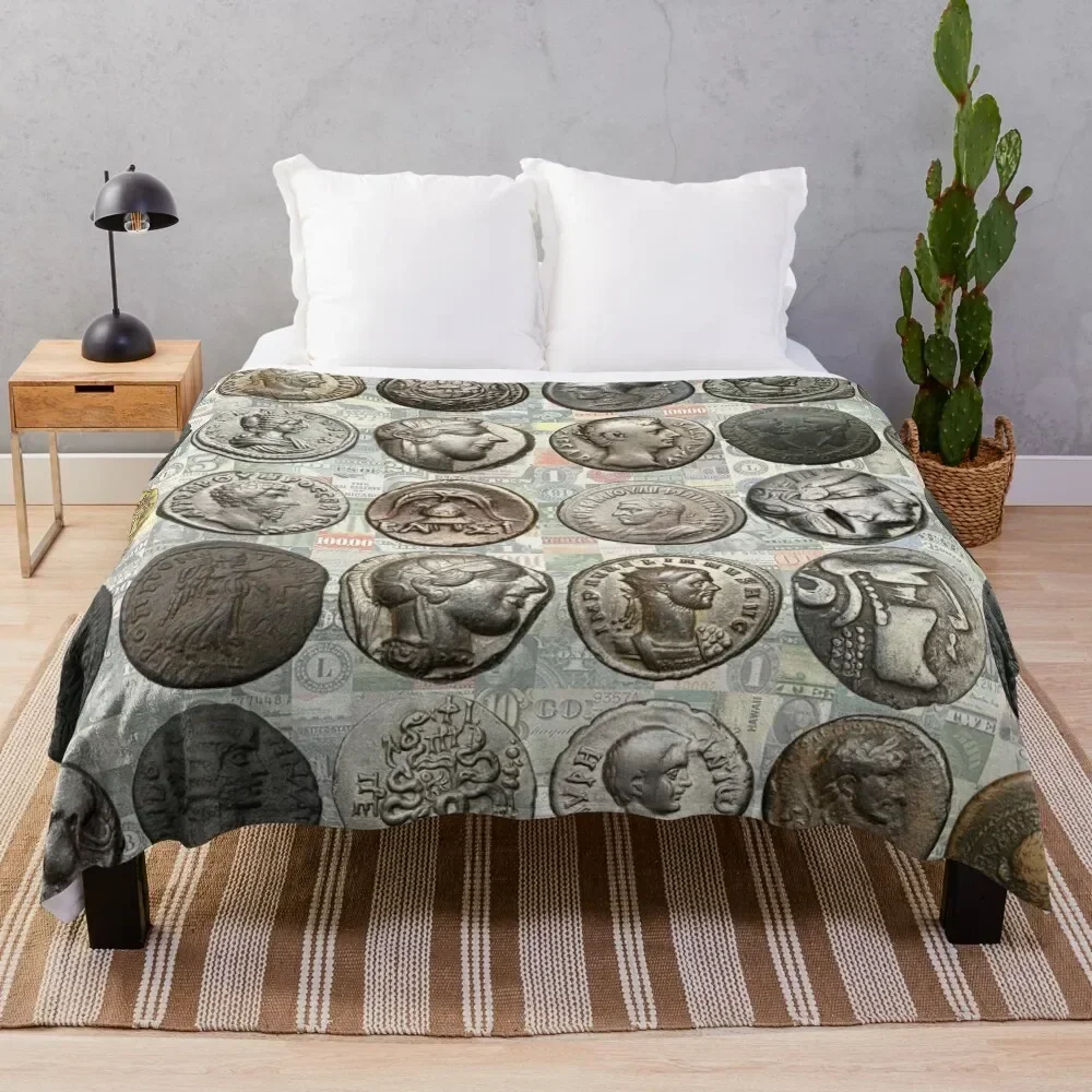 

Roman Coins Throw Blanket Soft Cozy Blanket for Pet Kids Adults