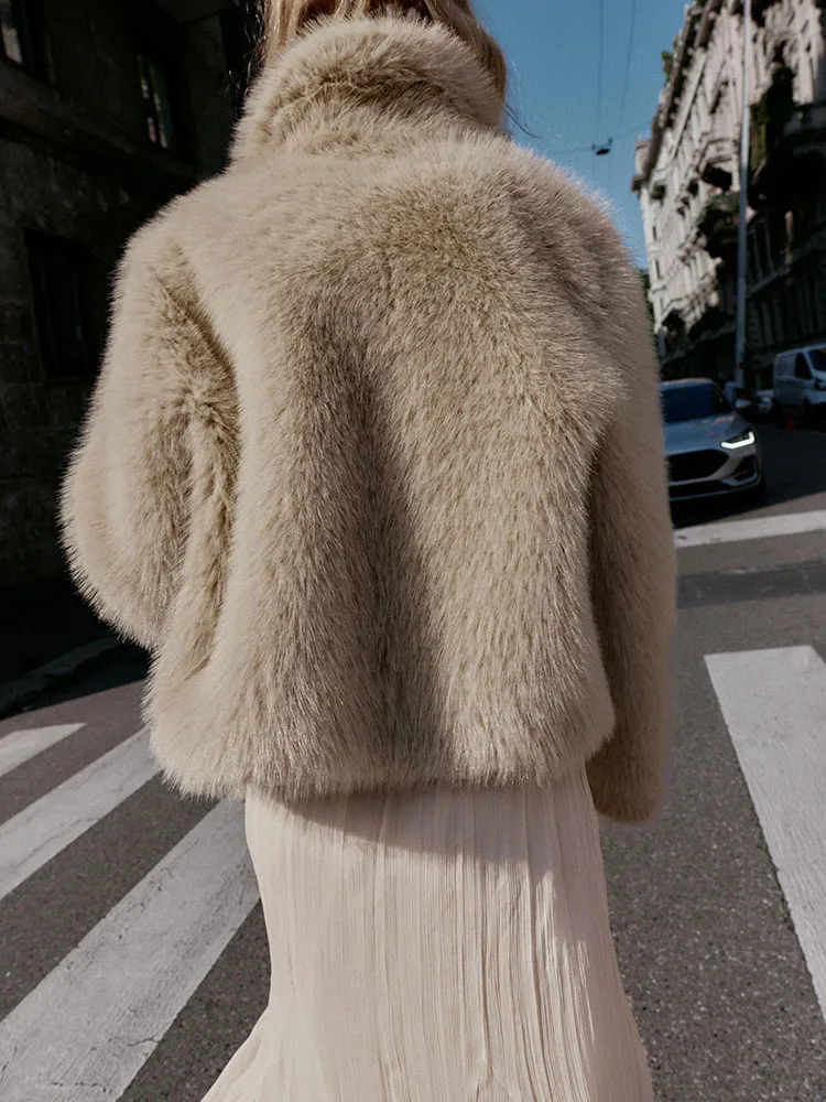 Sweet Ele dubbelzijdig namaakbont effect Jaet bovenkleding voor dames ort Sle Long Sve turn-down kraag herfst nieuwe Arr...
