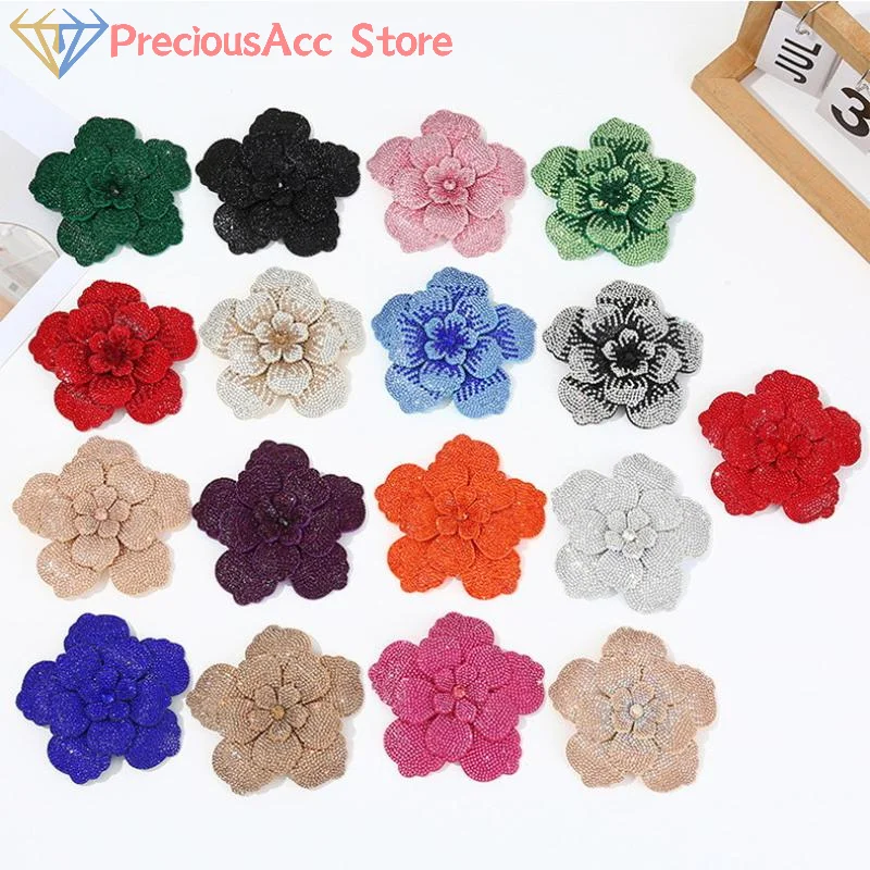 Camellia Rhinestone Applique Flower Patch Sparkling Sewing Embellishment for Dress Bag DIY Craft Bridal Decor Apparel DIY