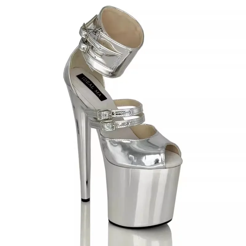 

Новые водонепроницаемые сандалии на платформе с гальваническим покрытием и сексуальной стальной трубкой, танцевальные женские туфли на высоком каблуке 20 см с маленьким рыбьим ртом