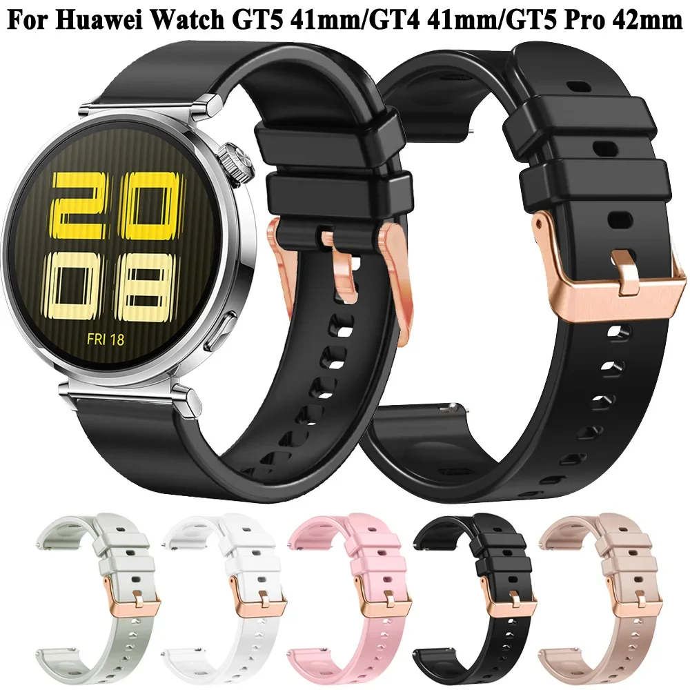 For Huawei Watch GT5 GT4 41mm Strap Women Lady Silicone Wristbands For Huawei Watch GT5 Pro 42mm Watchbands Bracelet