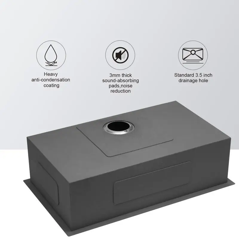 حوض مطبخ من الفولاذ المقاوم للصدأ مقاس 32 بوصة، مقاس 16، حوض وعاء فردي بعمق 9 بوصة، 32 بوصة × 19 بوصة × 9