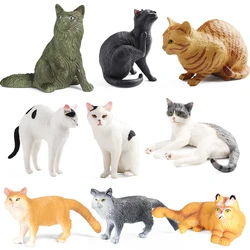 Oenux Cat Model Action Figure Siamese Sphynx Persian Cat Kitty Figurine Cute Home Decoration Educational Kids Toy Gift