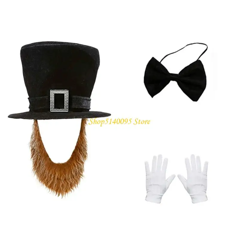 

DXAE Abrahams Lincolns Costume Accessories Beard Mustache Top Hat Necktie Presidents Day Costume Halloween Cosplay Costumes