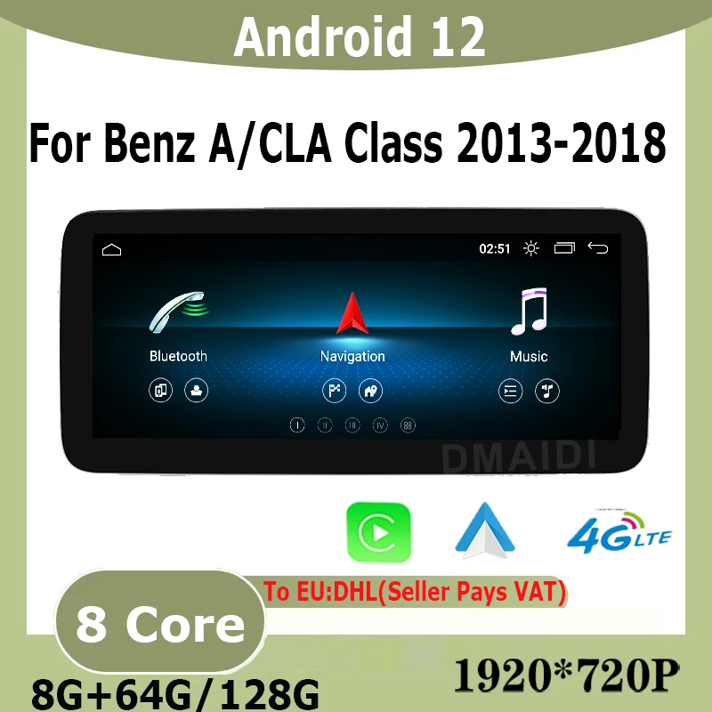 

Android 12 GPS Navi Player For Mercedes Benz A Class W176 GLA Class X156 CLA Class C117 2012 - 2018 Carplay Auto Stereo Radio