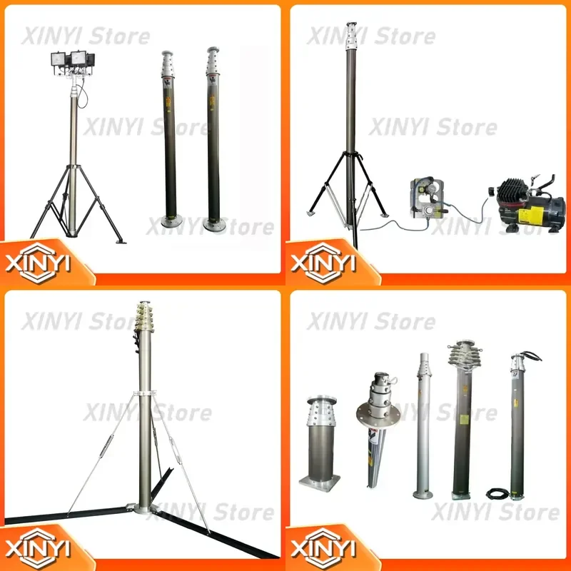 for Pneumatic Telescopic Lifting Mast Pole Rod Column for Antenna 9m CE Certificated LED Lighting CCTV Camera Aluminum Alloy