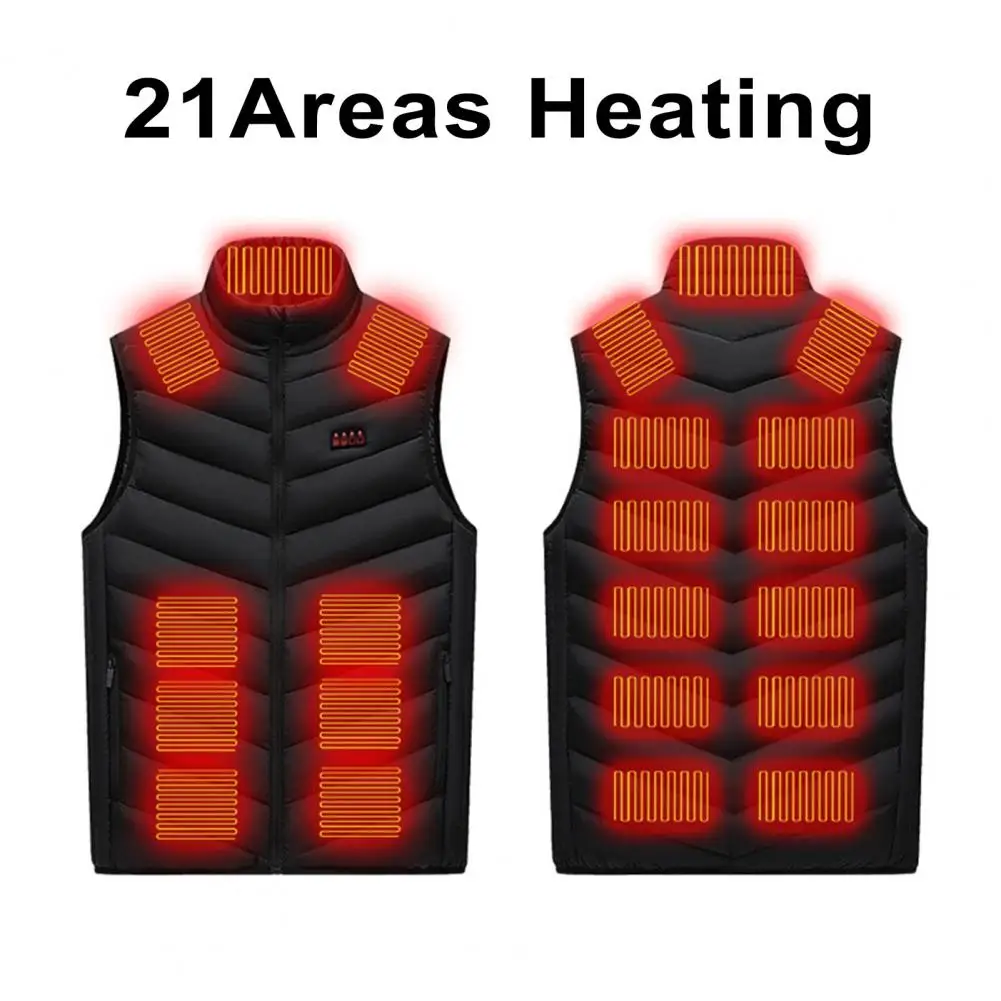 Electric Vest Usb Vest Jacket with 21 Heating Areas for Men Women Windproof Electric Waistcoat Coat with Stand Collar Pockets