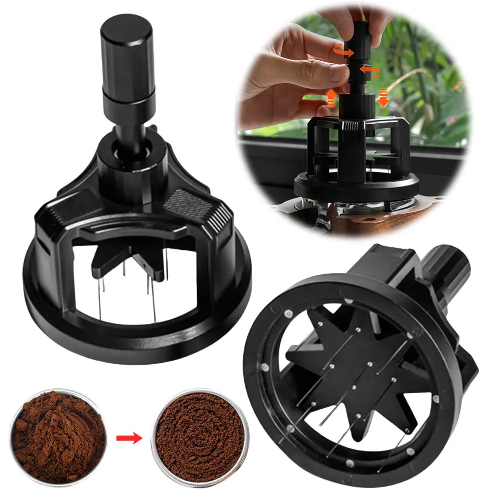 

Роторный игольчатый распределитель порошка 51/58 мм, магнитный набор аксессуаров для эспрессо, инструмент для раздачи мешалки, нескользящий тампер для кофе