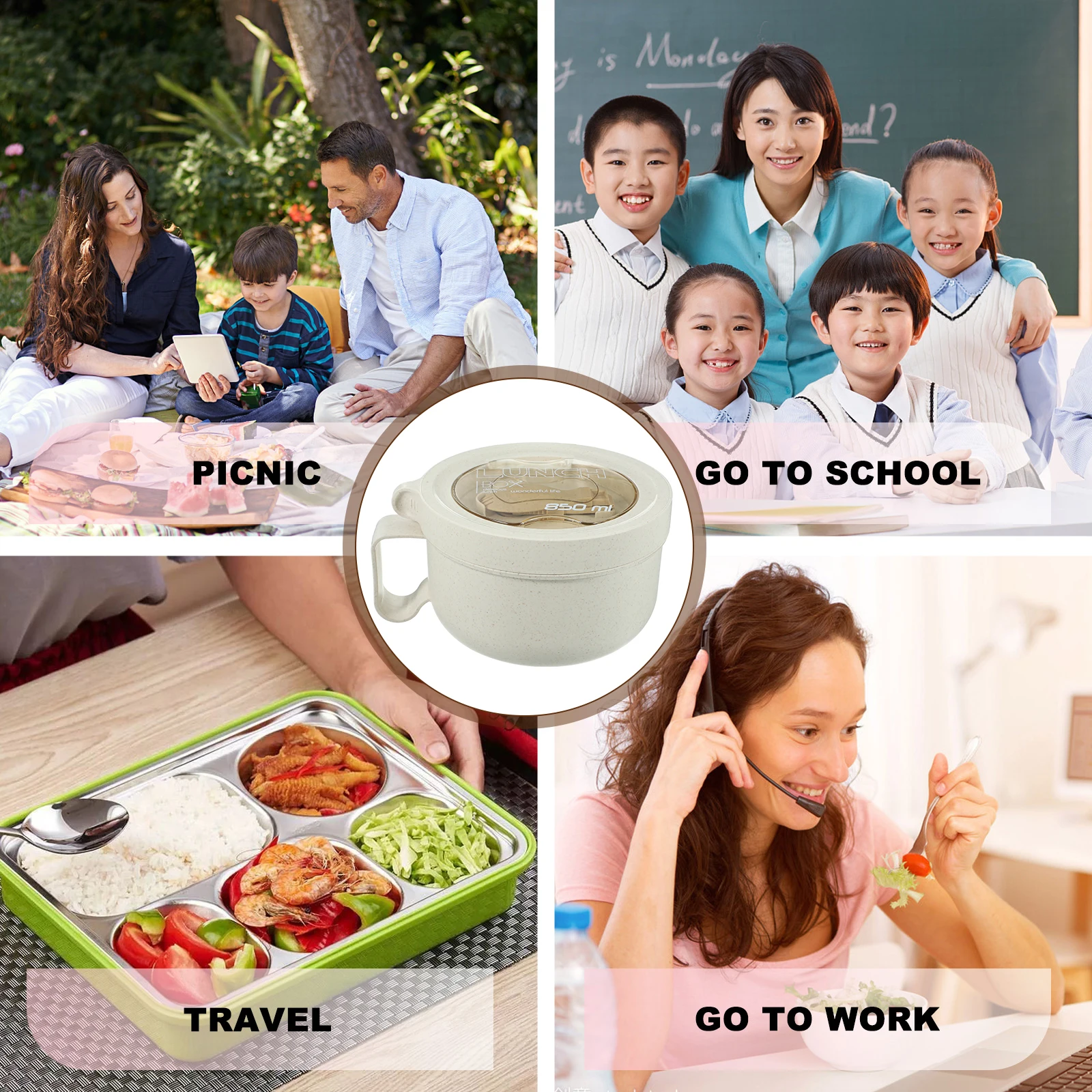 

Portable Leak Proof Lunch Box Large Capacity Bento Container Reusable Food Storage Meal Prep Office Picnic Camping Safe