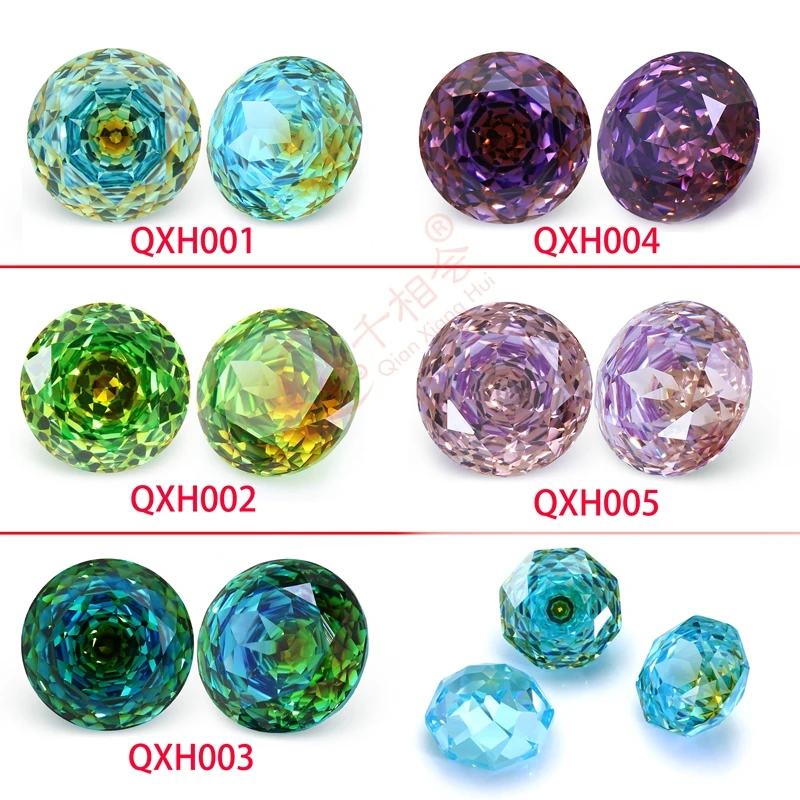 

8mm 10mm round eye's stone Chrysanthemum cut cubic zirconia special multi blue-green /blue yellow purple red cz loose stone