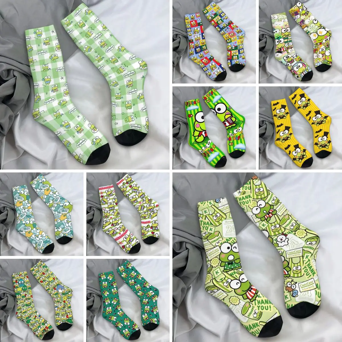 Men's Socks Cartoon Sanrio Keroppi Stockings Winter Korean Medium Soft Socks Printed Climbing Anti Sweat Socks