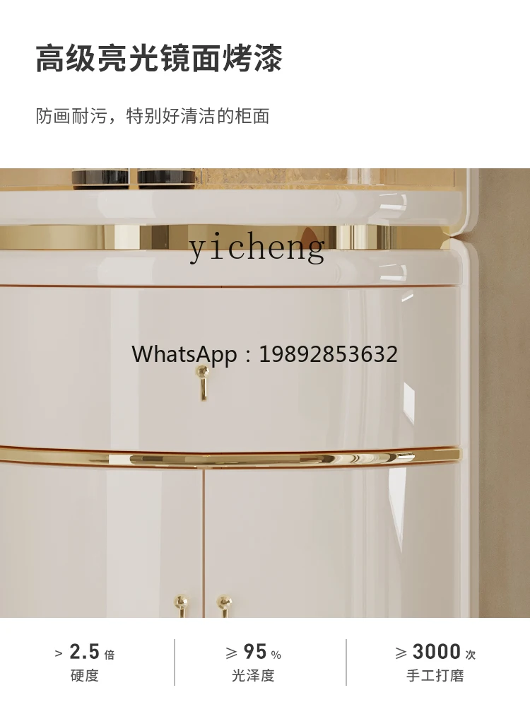 ZZZf Cream Style Corner Wine Cabinet Wall High-End Triangle Cabinet Bedroom Corner Storage Display Cabinet Made of Glass