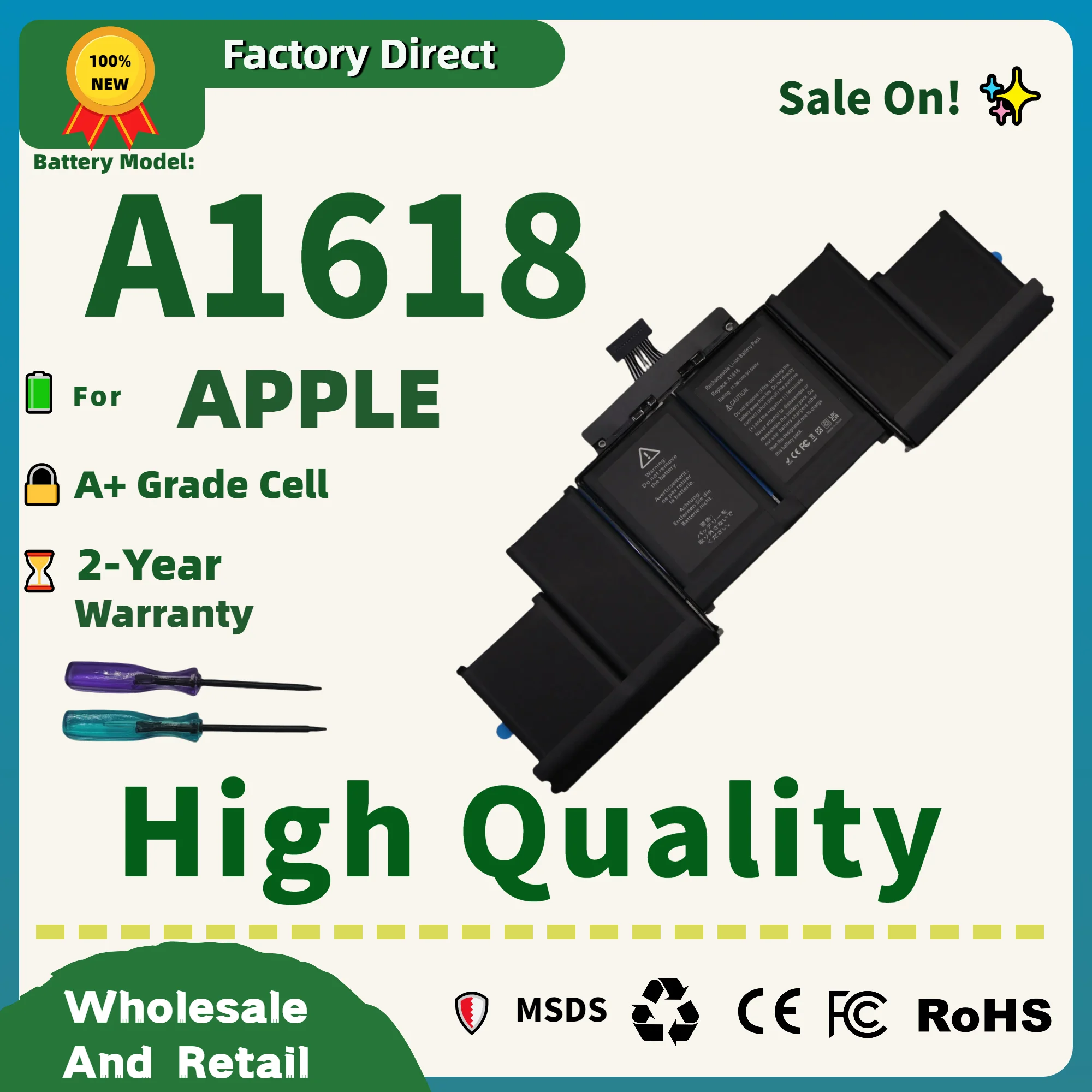 

FRLAN A1618 11.36V 99.5Wh Battery For Apple MacBook Pro 15" Retina A1398 2015 Year 020-00079 MJLQ2LL/A MJLT2 With Tools