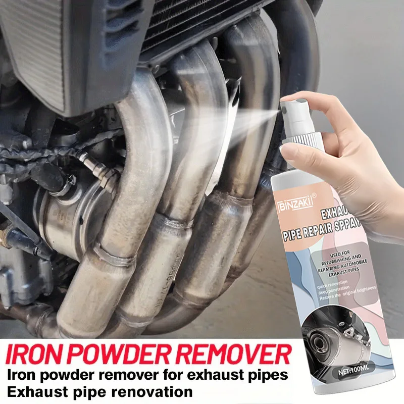 Metal Oxide and Iron Powder Removal Spray—Chrome Surface Restorer for Car/Motorcycle Exhaust Pipes, Anti-Corrosion, Restores Shine, Safe Formula Protects Chrome Layer, Long-Lasting Protection