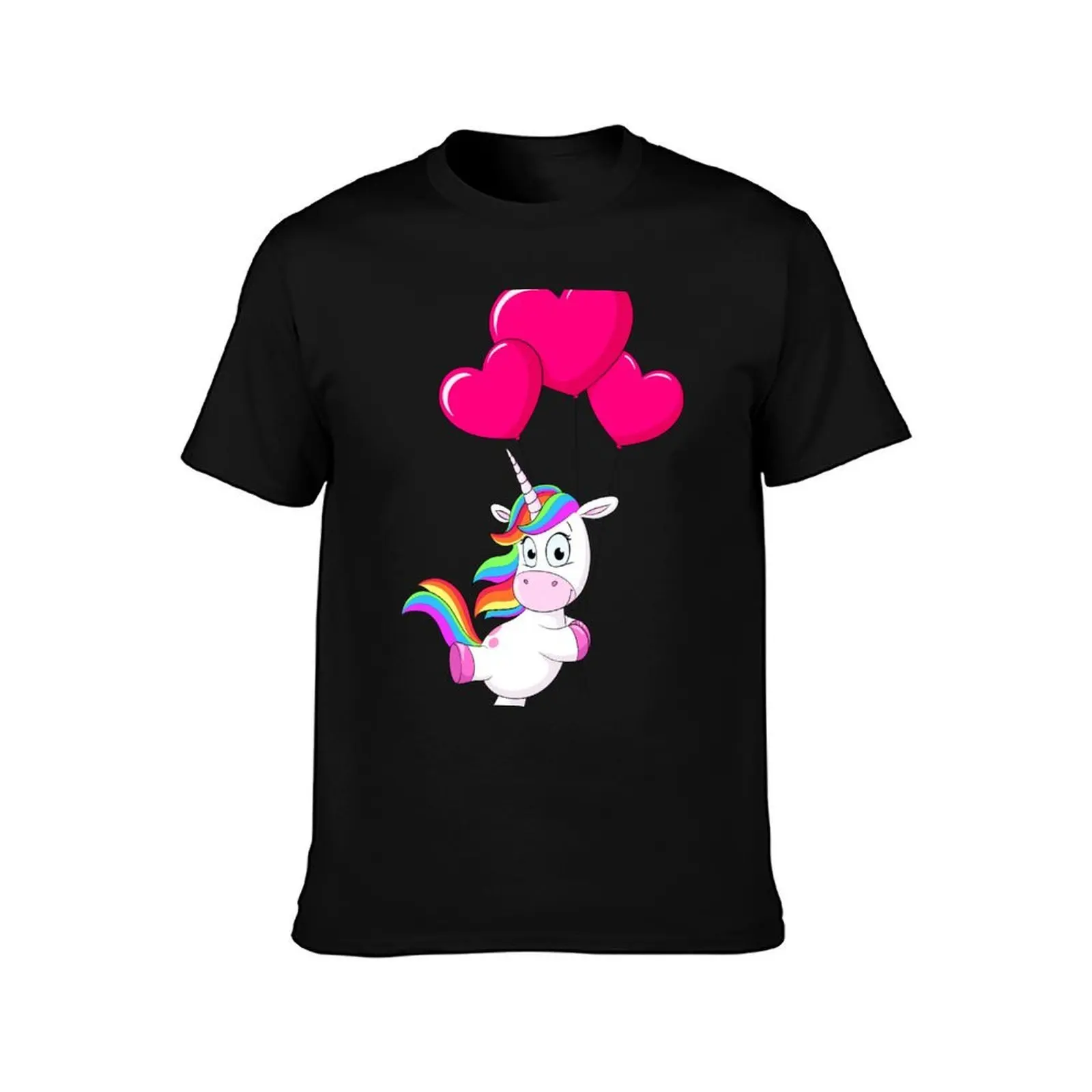 Cute unicorn floats on heart balloons T-Shirt Gym Exercise Short Sleeve T-Shirt