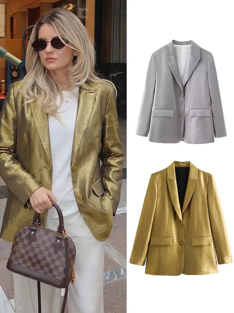

HH Womens Trendy Loose Solid Blazer Coats Single Breasted Long Sleeve Jacket For Woman Street Style Weekend Party Casual Outwear