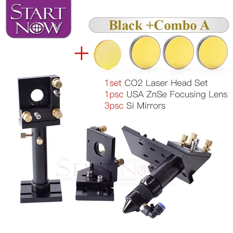 Startnow CO2 Laser Head Kit 20mm Focus Lens & 25mm Mo Si Mirror Mount Holder For DIY CNC Cutting Machine Metal Base Spare Parts