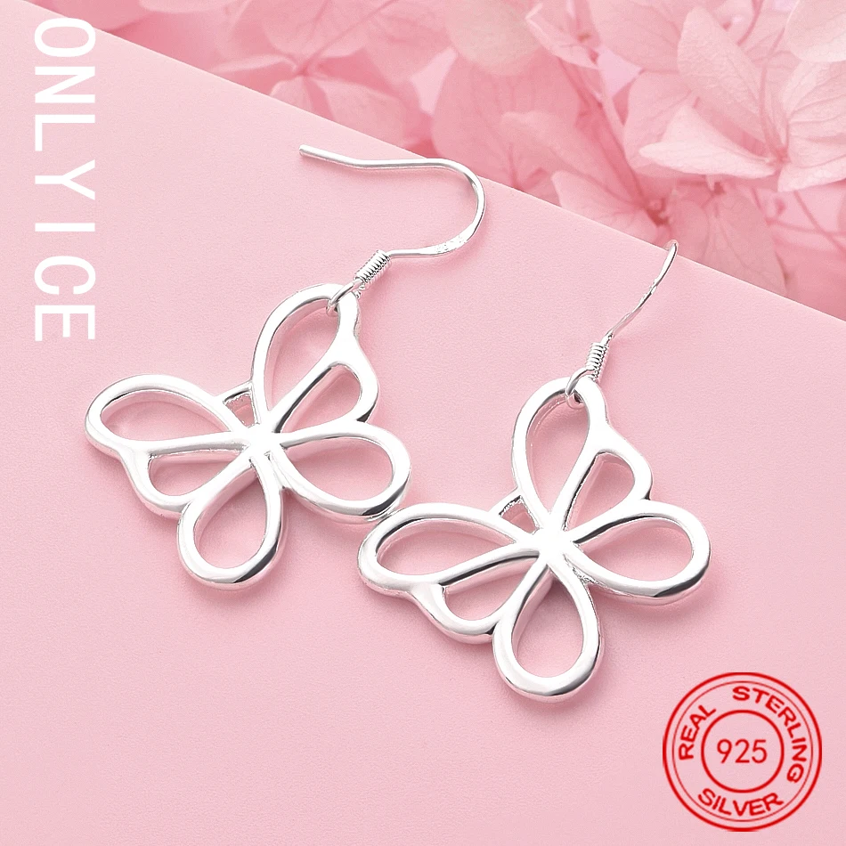 

925 Sterling Silver Butterfly Earrings Drop Earrings For Women Fashion Jewelry Charm Grace Noble Wedding Accessories