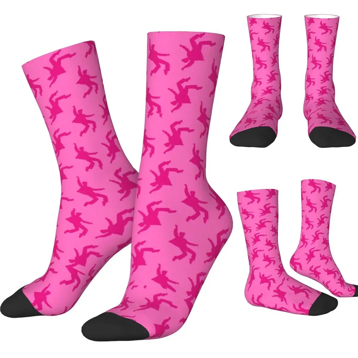 Happy Funny Men's Socks Casual Pink E-Elvis P-Presleys Pattern Sock Polyester Graphic Women Socks Spring Summer Autumn Winter