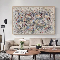 Arthyx,Hand Painted Copy Jackson Pollock Style Oil Painting on Canvas,Nordic Abstract Art Posters,Wall Picture,Modern Home Decor