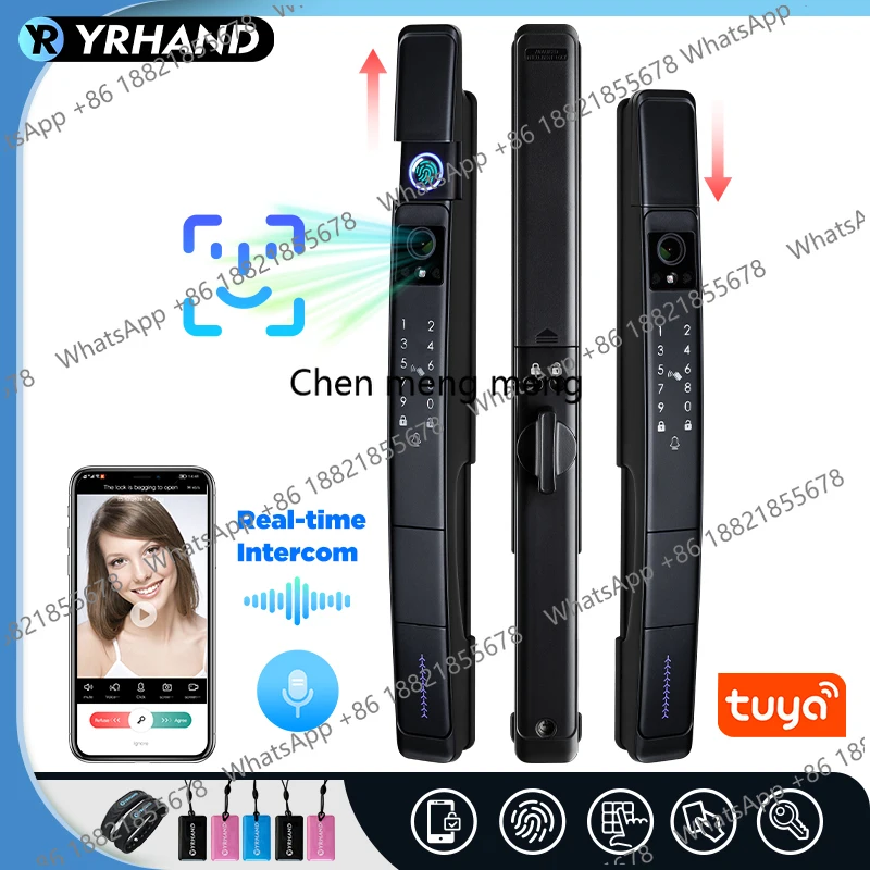3D Face recognition lock Tuya wifi fechadura eletronico digital Waterpoof Visual intercom keyless unlock Sliding Smart Door Lock