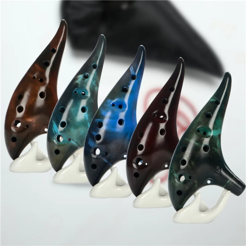 

Ceramic Ocarina C Tone Classic Flute Music Instruments12 Hole Ocarina with Protection Bag Lanyard Gift