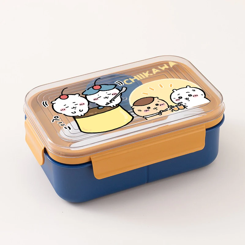 صندوق غداء Chiikawa مقصورة محمولة صندوق طعام فواكه حاوية طعام للميكروويف مع ملعقة شوكة كرتونية للنزهات حافظة طازجة هدايا #3