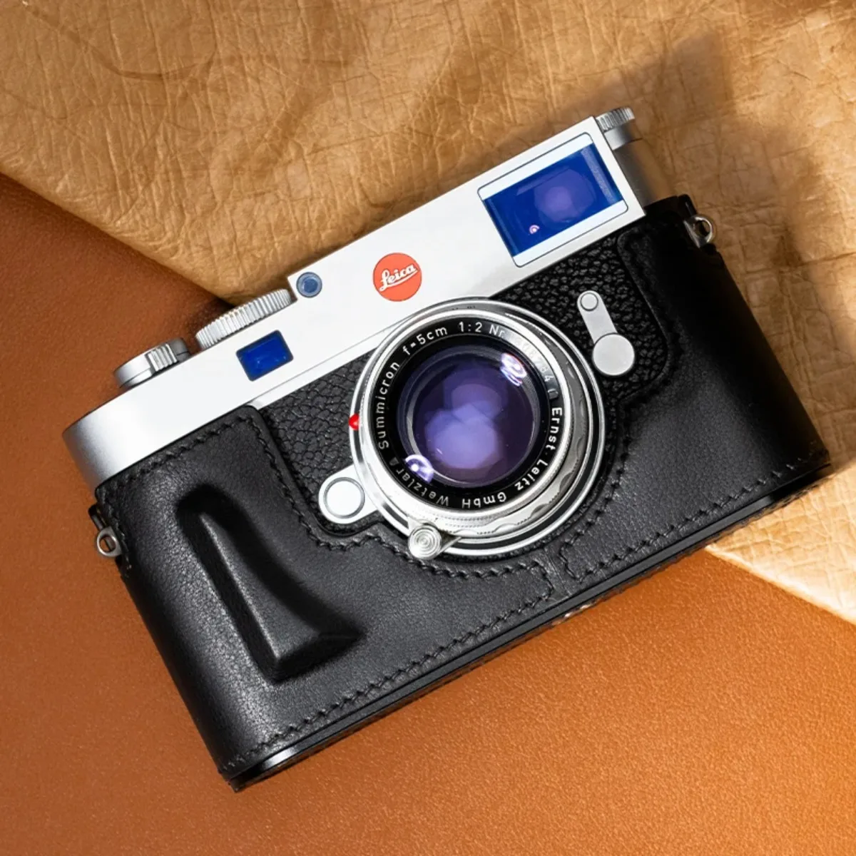 Genuine Real Leather Vintage Camera Bag Protect Case Cover Half Base Grip for Leica M11 M11P Camera Backpack