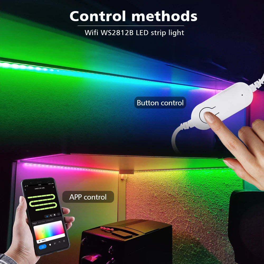 USB TUYA LED Strip Light Smart Life WiFi Flexible Tape 5V RGBIC Color Changing Ambient Light Works With Alexa Google Home