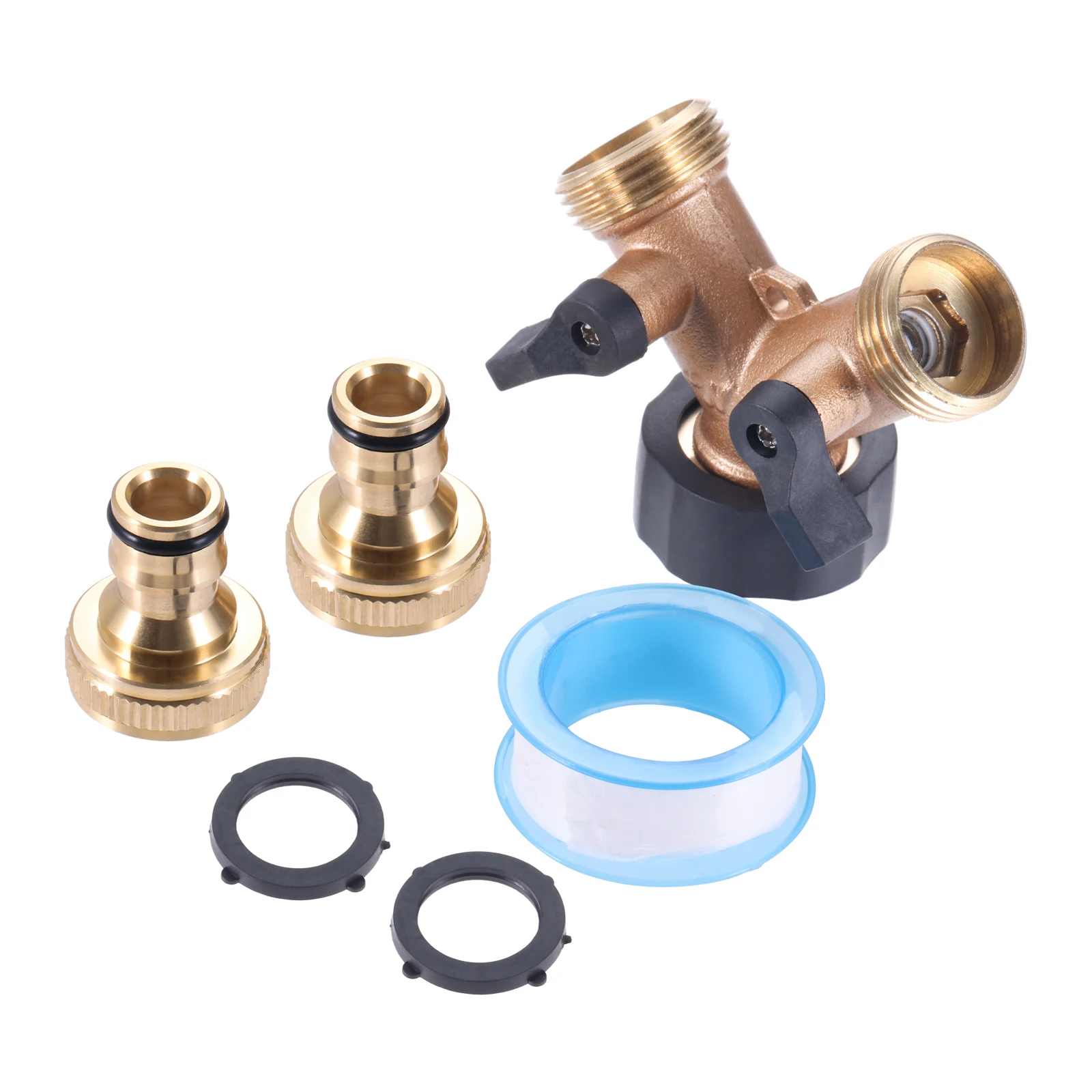

Solid Brass Garden Hose 2-way Distributor 3/4" 1/2" Tap Quick Connector Y Splitter Valve fit Irrigation System RVs Boats Farms
