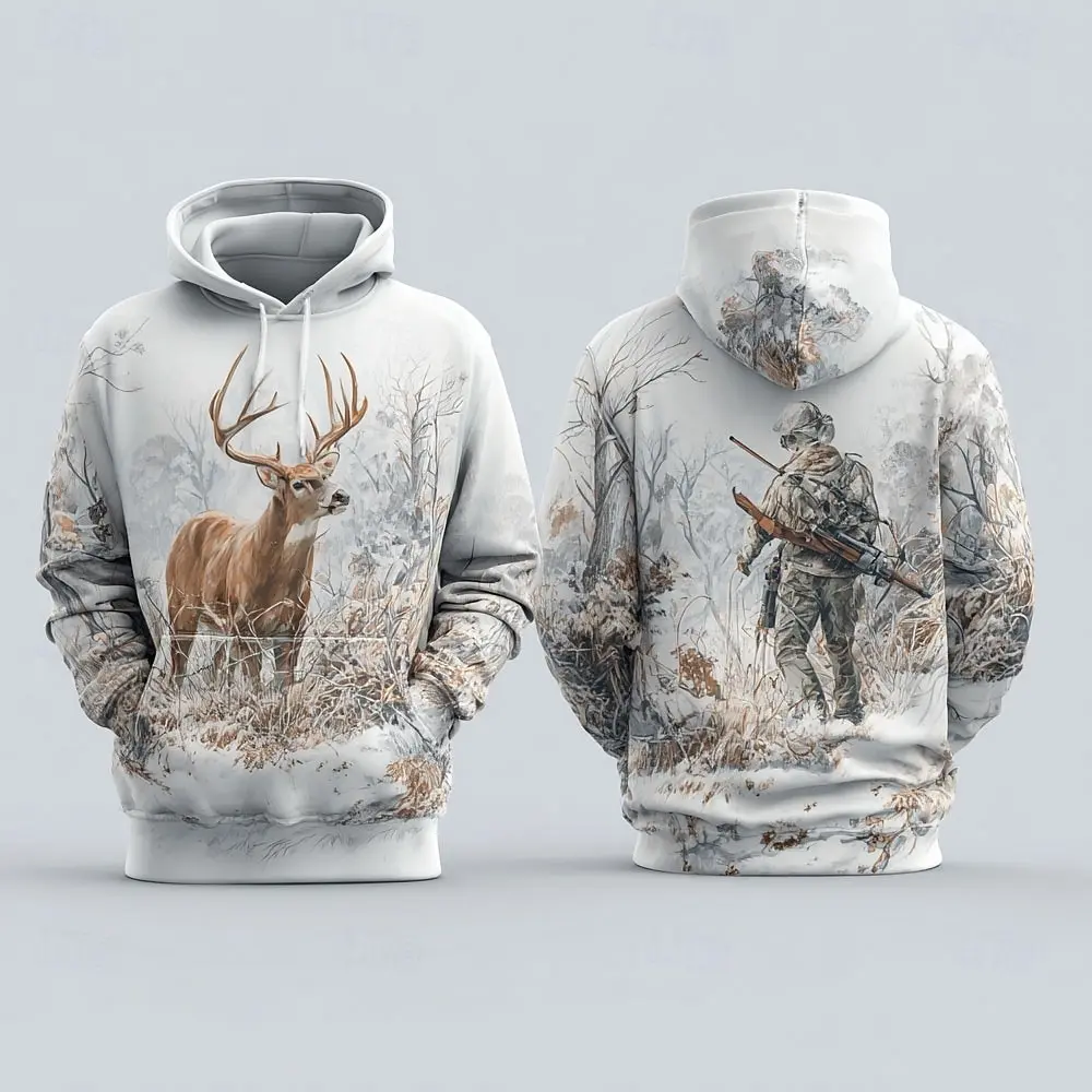 

Outdoor Hunting Sports Hooded Shirt Funny 3D Elk Print Men's Sweatshirts Autumn Winter High Quality y2k Hoodie Fashion Pullover