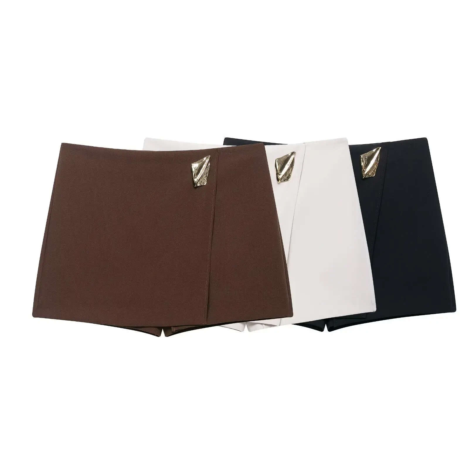 Woman Clothing Skirt Women's New Spring Style Elegant Asymmetrical Metal Decorative Culottes Skirts For Women Mini Buttock Skirt