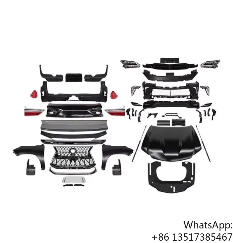 Car body kit car bumper car parts for Lexus LX570 2008-2015 to 2020 include front rear bumper grille hood headlights taillight