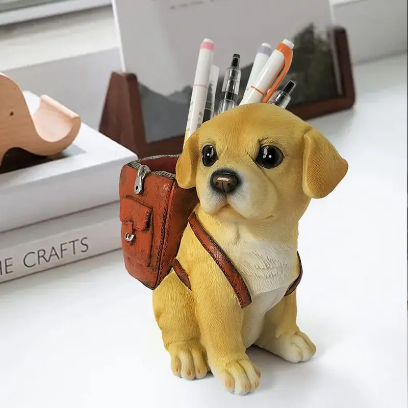 Cute Dog Pen Holder Office Desk Decor Stationery Gift for Students Teachers Birthday