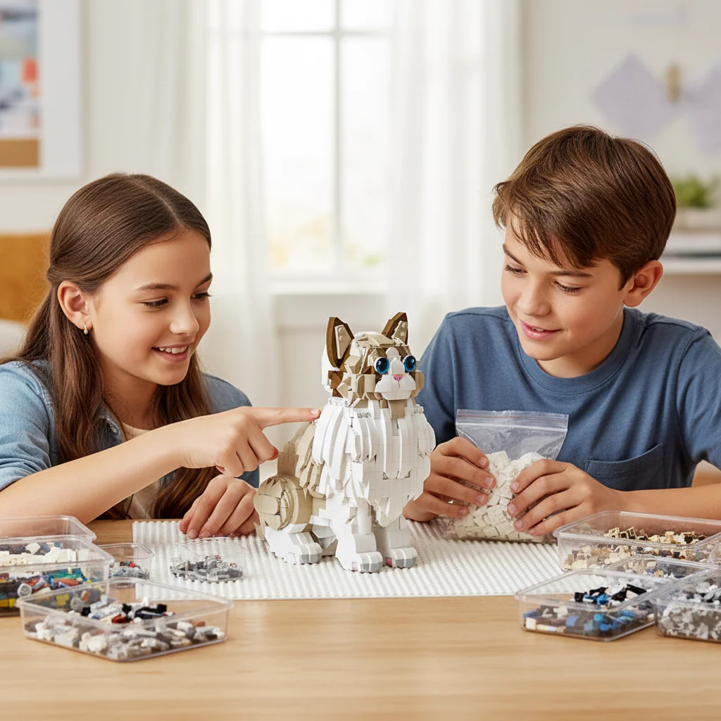 MOC Grandi Ragdoll Gatto Building Blocks Animale Gatto Modello Pet Ornamento da tavolo Giocattolo di assemblaggio per bambini Regalo MOC creativo