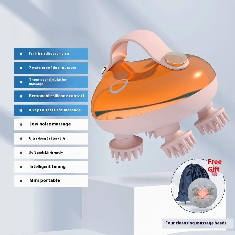 

Кожа головы мини-осьминог коготь дракона ручной силиконовый многофункциональный разминающий вибрационный инструмент головка спа электрический с красным светом массажер