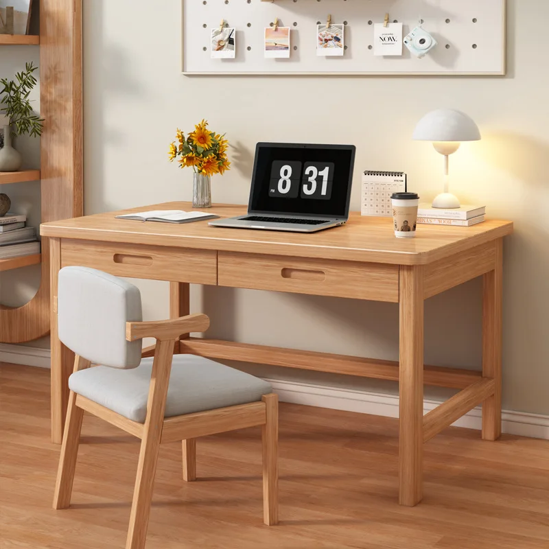 All solid wood desk home writing desk bedroom rectangular table office workbench with drawers computer desk