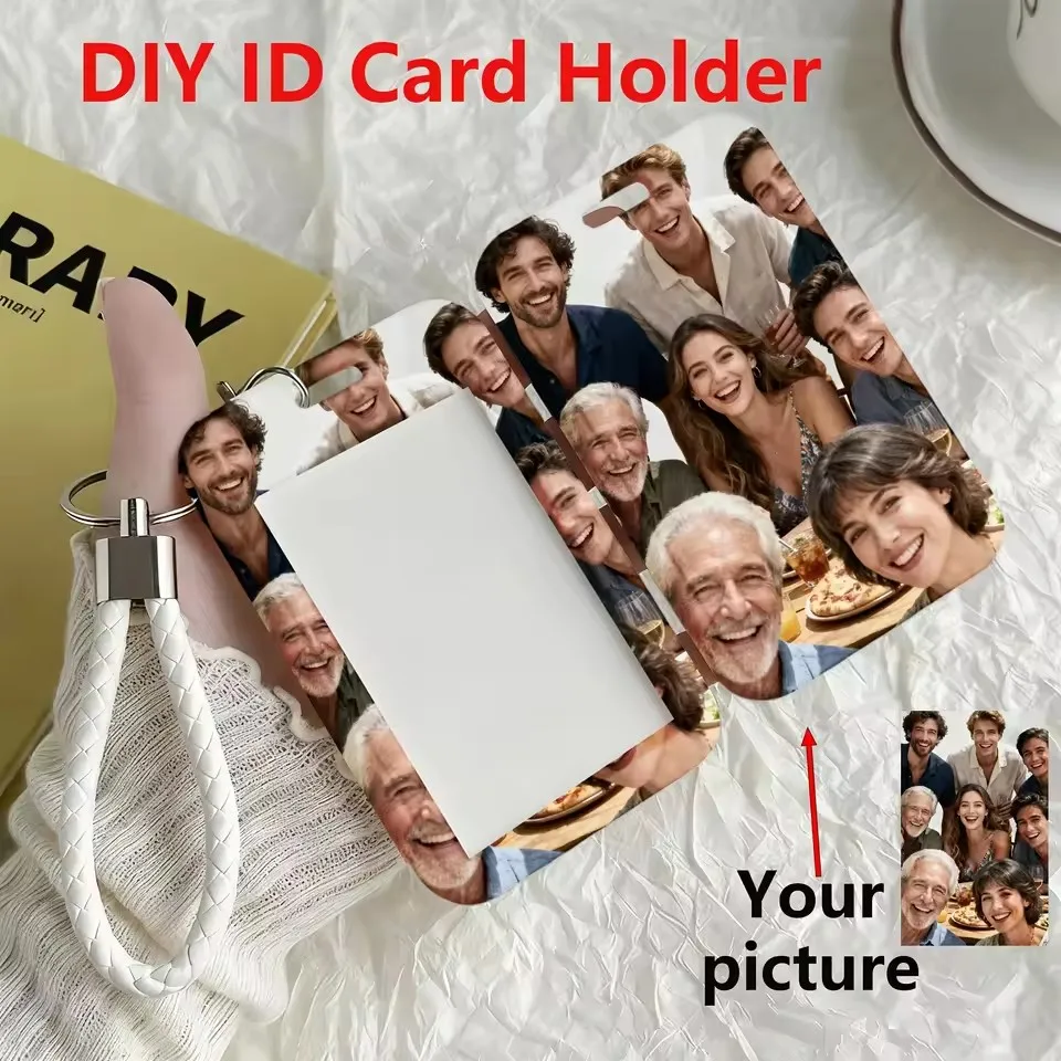 DIY Customised Family Photo Acrylic Card Holders Bank Card and Credit Card Protective Case ID Card Student Pass Wristlet Keyring