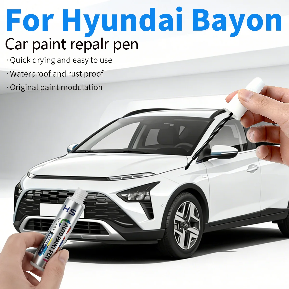 Lápiz Reparador de Pintura y Eliminador de Rayones para Hyundai Bayon 2021-2025, Gris, Rojo, Blanco Polar, Negro Fantasma, Azul, Plateado, Amarillo, Verde