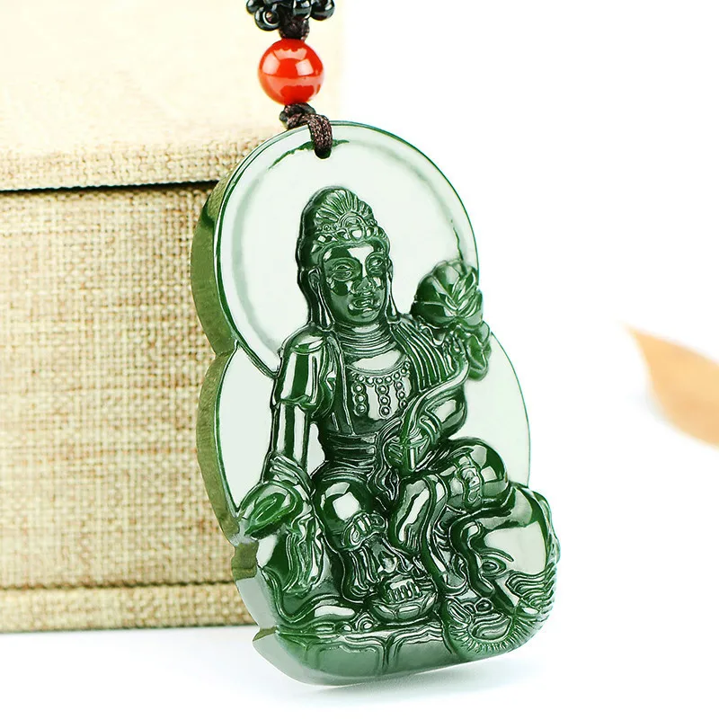 Hetian Buddha Pendant, Jade Zodiac And Snake Guardian Deity, Puxian Bodhisattva, Unisex Model