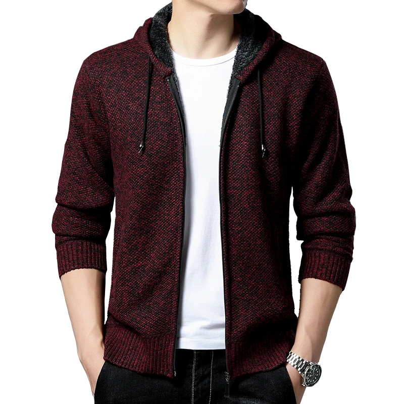 

Winter Sweater Men Fleece Knit Cardigan Coat New Wool Knitted Original Brand Spring Autumn Knit Hoodies Zipper Cardigan Jacket