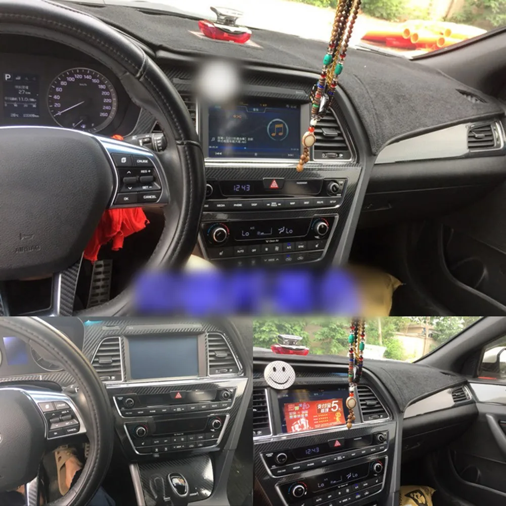 

Для Hyundai Sonata 9 2015-2017 наклейки 1 комплект 3D углеродного волокна черная крышка центральной консоли литье винил