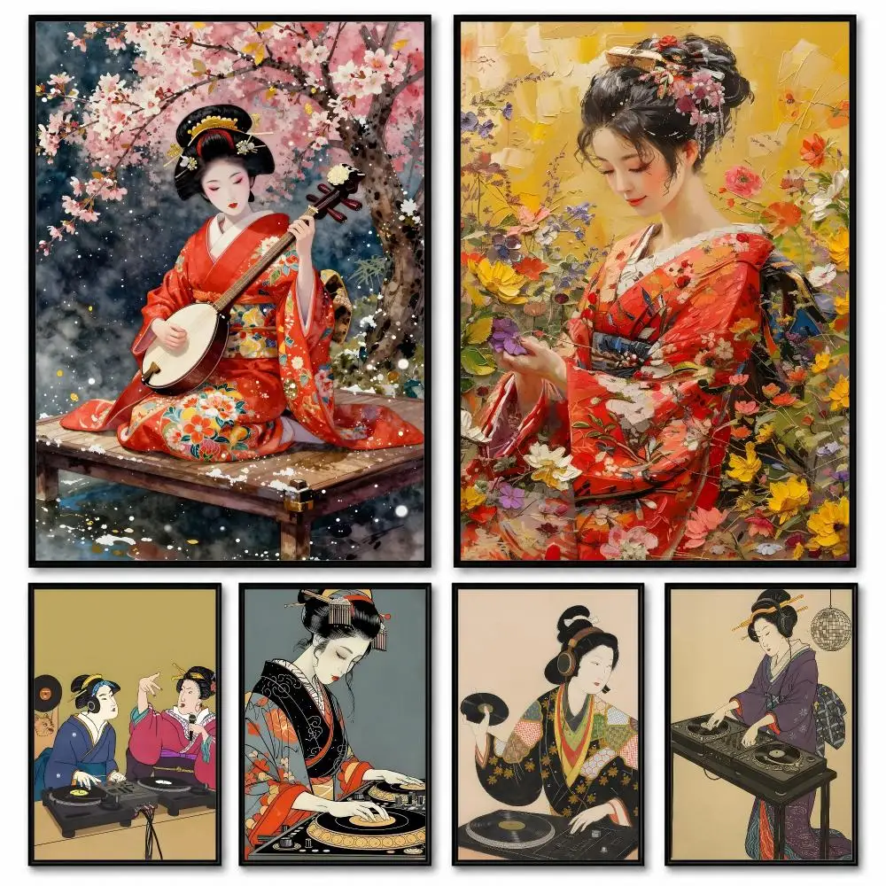 Vintage Geisha Poster Room Decor Home Wall Art Printing Waterproof Garage BedRoom Posters Gift