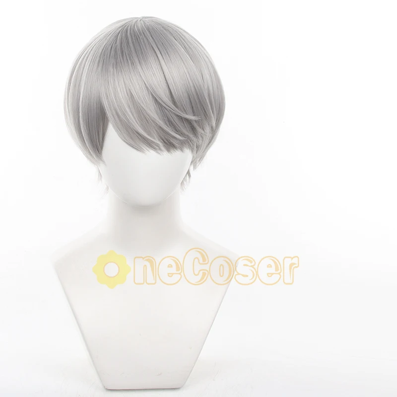 Yu Narukami Cosplay Wig Anime Persona 4 Gray Short Hair Yasogami High School Heat-resistant Fiber Hair+Wig Cap Halloween