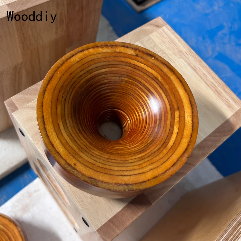 Wooddiy 1inch Throat Wooden Horn One Pair 8 Inch Speaker Empty Wood Horn Birch Plywood Spharisches Shell Round Horn