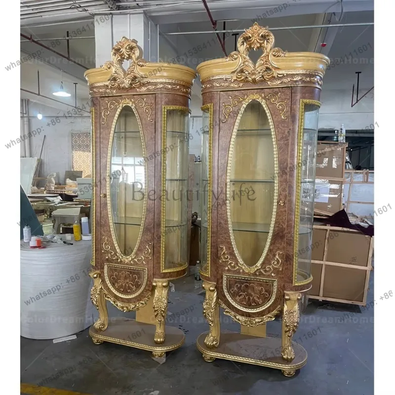 European living room display cabinet furniture design antique display cabinet luxury corner cabinet